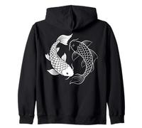 Yin E Yang giapponese Koi Pesce Spirituale Arte Grafica Minimale Felpa con Cappuccio
