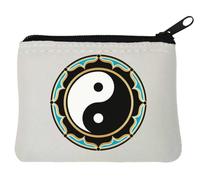 Yin e Yang Lotus Balance Neoprene Portamonete Pouch 10x11cm Bianco, bianco, Taglia unica