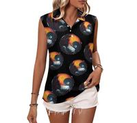 Yin e Yang Simbolo sulla Natura Donna Senza Maniche Golf Polo Shirt Colletto Allenamento Tennis Canotte, Stile:, L
