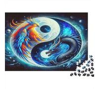 Yin-yang 1000Pc Puzzle for Adults & Kids Phoenix And Dragon Yin-yang Fun Present & Activity for Home Age 12 Years Up 70x50cm 1000pcs