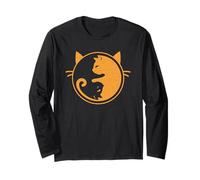 Yin Yang Balance Cat Magliette Maglia a Manica