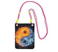 Yin Yang - Borsa a tracolla da donna, con stampa di acqua di fuoco, mini portamonete, grazioso portafoglio per telefono, regalo per escursioni e viaggi, Fucsia, Taglia unica