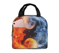Yin Yang Borsa per il pranzo con acqua antincendio per donne e uomini, isolata, riutilizzabile, a prova di perdite, con tasche laterali, contenitori per alimenti più freddi, grande borsa per pasti per