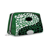 Yin Yang, borsa per il trucco, borsa per cosmetici, Yin Yang di armonia ed equilibrio, organizer in pelle, borsa da trucco riutilizzabile, verde, M, Verde_18, Taglia unica, Beauty Case