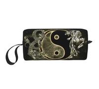 Yin Yang, borsa per il trucco con stampa di drago e tigre, borsa per cosmetici resistente, borsa da viaggio per il trucco, regalo essenziale per donne e uomini, bianco, Taglia unica