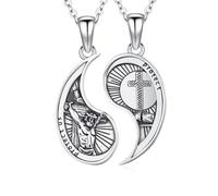 Yin Yang - Collana con 2 collane in argento Sterling, confezione da 2 collane con ciondolo a catena, per coppie, migliori amiche e TaiChi, idea regalo per donne e uomini, Argento sterling, Nessuna