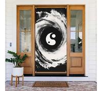 Yin Yang - Copertura per porta riutilizzabile, per interni ed esterni, facile da appendere, decorazione per porte d'ingresso, feste, compleanni e vacanze