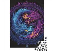 Yin Yang Dragon T-Shirt Jigsaw Puzzle Impossible 1000Pcs Decorazione Per La Casa. Rilassamento E Intelligence Per Adulti E Ragazzi Da 14 Anni 38x26cm/1000pcs