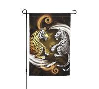 Yin Yang Dragon Tiger Yard Garden Flag Bandiere da giardino primaverile Bandiere da giardino per il giorno di San Patrizio Decorazioni per esterni 12 pollici x 18 pollici Bandiera in fibra di polieste