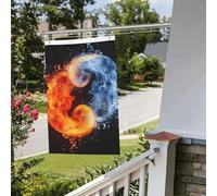 yin yang fuoco acqua bandiera 0,9 x 0,9 m all'aperto interni primavera estate autunno inverno giardino bandiere con anello di tenuta verticale su entrambi i lati bandiere festivi banner per