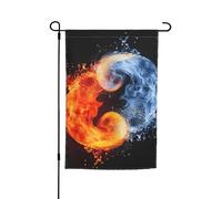 yin yang fuoco acqua bandiera da giardino 30,5 x 45,7 cm primavera estate autunno inverno bandiere stagionali bandiere su entrambi i lati bandiere per le vacanze banner esterno interno cortile