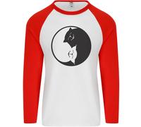 Yin Yang Gatto Amante Divertente Gattino Animali Uomo L/S Baseball T-Shirt