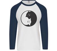 Yin Yang Gatto Amante Divertente Gattino Animali Uomo L/S Baseball T-Shirt