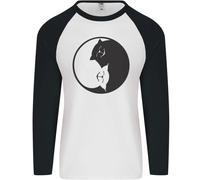 Yin Yang Gatto Amante Divertente Gattino Animali Uomo L/S Baseball T-Shirt