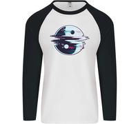 Yin Yang Glitch Yoga Meditazione SCI-FI MMA Uomo L/S Maglietta Baseball