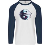 Yin Yang Glitch Yoga Meditazione SCI-FI MMA Uomo L/S Maglietta Baseball