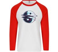 Yin Yang Glitch Yoga Meditazione SCI-FI MMA Uomo L/S Maglietta Baseball