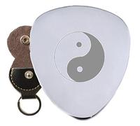 Yin Yang Good Evil acciaio plettro inciso in portachiavi Holder