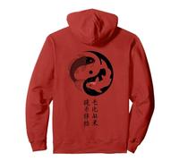 Yin Yang Koi Pesce Giapponese Kanji Zen Simbolo Tao Equilibrio Indietro Felpa con Cappuccio