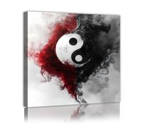 Yin Yang Mistero Nebbia Tela Arte della Parete Relax Immagini Stampe Stampe Stile Asiatico Meditazione Murale Poster Pittura per Ufficio Decor 70x70cm telaio interno