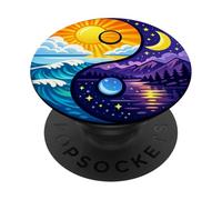 Yin Yang Natura Equilibrio Sole Luna Ocean Montagna PopSockets PopGrip Adesivo