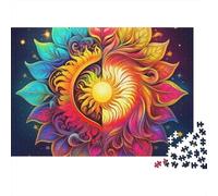 Yin-yang Puzzle 1000 Pezzi per Adulti Cuore Floreale Colorato con Sole al Centro Gioco Impossibile Educativo 38x26cm/1000pz