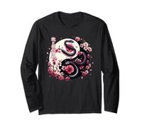 Yin-Yang Serpente e fiori di ciliegio Arte giapponese giapponese Maglia a Manica