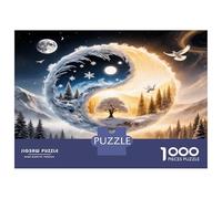 Yin Yang Tree Moon 1000 Pezzi Puzzle Classico Cosmic Balance Harmony Bundle Puzzle Cartone Premium - Hit Tra Gli Anziani Appassionati, Regalo Di Inaugurazione, Divertimento Indoor E Feste 52x38cm/1000