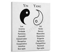 Yin Yang Unity Poster The Interconnectedness of All Things Canvas Wall Art for Mindfulness Room Holistic Center Wall(Framed,12x18inch(30x45cm))