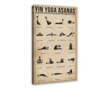 Yin Yoga Asanas Knowledge Poster su tela Wall Art Camera da letto ufficio camera da letto decorazione camera da letto cornice regalo 30,5 x 45,7 cm