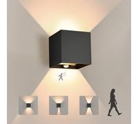 YindaLux 12W Luz da Esterno con Rilevatore di Movimento, IP65 LED Lampada da Parete da Interno/Esterno con Controllo Touch, 3000K Luce da Esterno con Angolo del Fascio Regolabile, Nero