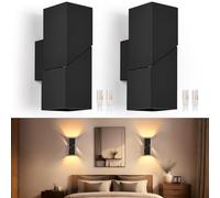 YindaLux 2 Pezzi Lampada da Parete per Interni 8W, Applique Led Su e Giù con Lampadina G9 Sostituibile, 2700K Nera Luce da Parete con Fessura di Luce, Illuminazione in Alluminio per Soggiorno