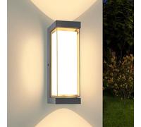 YindaLux 24W LED Lampada da Esterno a Parete Antracite, IP65 Impermeabile 3000LM Applique da Interno/Esterno, 3000K Bianco Caldo Luci da Estern, Alluminio Applique per Terrazza, Ingresso, Corridoio