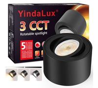 YindaLux 3CCT Faretto da Soffitto Orientabile Nero, Ø80x50mm Alluminio Faretti da Soffitto 230V, 5W 500LM Dimmerabile Lampada da Soffitto Downlight, Plafoniera LED Soffitto con Modulo LED Incluso