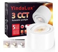 YindaLux 3CCT Faretto da Soffitto Orientabile Nero, Ø80x50mm Alluminio Faretti da Soffitto 230V, 5W 500LM Dimmerabile Lampada da Soffitto Downlight, Plafoniera LED Soffitto con Modulo LED Incluso