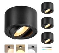 YindaLux 4x 3CCT Faretto da Soffitto Orientabile Bianco, Ø80x50mm Alluminio Faretti da Soffitto 230V, 5W 500LM Dimmerabile Lampada da Soffitto Downlight, Plafoniera LED Soffitto con Modulo LED Incluso