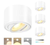 YindaLux 4x 3CCT Faretto da Soffitto Orientabile Bianco, Ø80x50mm Alluminio Faretti da Soffitto 230V, 5W 500LM Dimmerabile Lampada da Soffitto Downlight, Plafoniera LED Soffitto con Modulo LED Incluso
