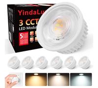 YindaLux 6x Modulo LED 3CCT 230V - 4,9W 500LM 38° Angolo di Fascio per Faretti da Incasso - 3000K/4000K/6000K Dimmerabile - Sostituisce la Lampadina GU10 MR16 - Impermeabile IP44