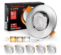 YindaLux Faretti LED Soffitto Dimmerabile 5W IP44 Faretti LED da Incasso per Cartongesso, 3000K 4000K 6000K Faretti da Incasso 230V Diametro Foro Ø68-80mm, Nichel, Set di 6