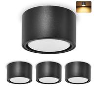 YindaLux Faretti LED Soffitto incl. GX53 LED 6W 3000K 230V - rotondo Ø95x55mm- come faretto da soffitto a Montaggio Superficiale, Lampada da soffitto in alluminio - Set di 4 - Nero