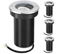 YindaLux Faretto led da esterno Girevole IP67 con attacco GU10 Faretti da Pavimento, 230V Segnapasso led esterno, 33cm cavo preinstallato, H15.5xØ11cm, Argento(senza lampadina)