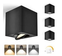 YindaLux LED Faretto da Soffitto Dimmerabile, 5W Faretti LED Soffitto Orientabile, Contiene Modulo LED 230V, Alluminio Lampada da Soffitto Downlight, Moderno Nero Piazza Faretto LED Interno 4PCS