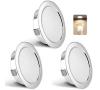 YindaLux Set di 3 faretti da incasso a LED, 230 V, dimmerabili, 3 W, 4000 K, bianco neutro, ultra piatto, 300 lm, foro 55-58 mm e 15 mm, IP44, faretto da incasso per armadio a specchio, cromato