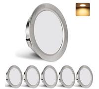 YindaLux Set di 6 faretti da incasso a LED, 230 V, 3 W, 3000 K, luce bianca calda, 300 lm, foro 55-58 mm e 15 mm, IP44, faretti da incasso a LED, per armadio a specchio, nichel spazzolato