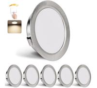 YindaLux Set di 6 faretti da incasso a LED, 230 V, dimmerabili, 3 W, 4000 K, bianco neutro, ultra piatto, 300 lm, foro 55-58 mm e 15 mm, IP44, faretto da incasso per armadio a specchio, nichel