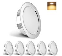 YindaLux Set di 6 faretti LED da incasso 230 V, 3 W, 3000 K, bianco caldo, 15 mm, extra piatto, 300 lm, taglio del soffitto 55 - 58 mm, IP44 Spot bagno, cromato