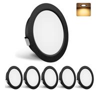 YindaLux Set di 6 faretti LED da incasso, 230 V, 3 W, 3000 K, luce bianca calda, 300 lm, foro 55-58 mm e 15 mm, IP44, faretti da incasso a LED, per armadio a specchio, colore nero