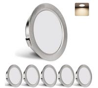 YindaLux Set di 6 faretti LED da incasso, 230 V, 3 W, 4000 K, bianco neutro, ultra piatto, 300 lm, foro 55-58 mm e 15 mm, IP44, faretto da incasso a LED per armadio a specchio, nichel spazzolato