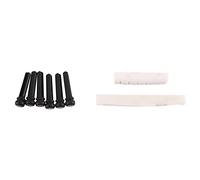 Yindhgdr 6 corde chitarra acustica ponte osso sella e capotasto e 6pcs ebano chitarra ponte piroli bianco + nero