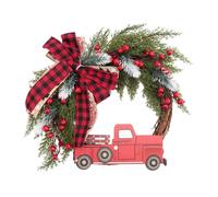Yindhgdr Autocarro Rosso con Decorazioni Natalizie, Ghirlanda in Legno, Decorazioni Vintage per Il Raccolto Autunnale, Ringraziamento, 1 Pezzo